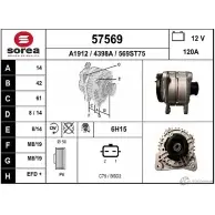 Генератор EAI 569ST75 57569 Renault Clio (BR, CR) 3 Хэтчбек 2.0 16V (BR0C. BR0K. CR0C. CR0K) 139 л.с. 2006 – 2024 4 398A