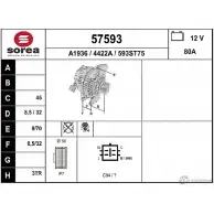 Генератор EAI 57593 4422 A Honda Civic 7 (EU, EP, EV) Хэтчбек 2.0 Type R 200 л.с. 2001 – 2005 57593