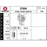 Генератор EAI 57606 57606 4 435A Mazda CX-5 (KE) 1 Кроссовер 2.2 D AWD 175 л.с. 2012 – 2017