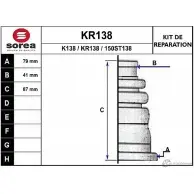 Пыльник шруса EAI KR138 K138 15 0ST138 Renault Laguna (KG) 2 Универсал 1.8 16V 117 л.с. 2001 – 2005