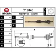 Приводной вал EAI 046S T91 2804877 T19046 ST133