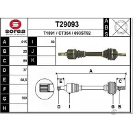 Приводной вал EAI 093 ST92 T29093 Citroen Xantia 1 (X1, X2) Универсал 2.1 Turbo D 12V 109 л.с. 1996 – 1999 CT354