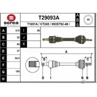 Приводной вал EAI Citroen Xantia 1 (X1, X2) Универсал 2.1 Turbo D 12V 109 л.с. 1996 – 1999 093ST 92-48 CT245 T29093A