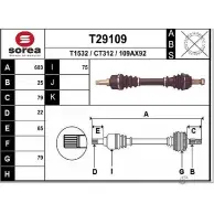 Приводной вал EAI Citroen Xsara 1 (N1) Хэтчбек 1.4 LPG 75 л.с. 1998 – 2000 109ST92 T29109 109A X92