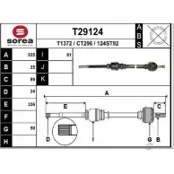 Приводной вал EAI 124ST 92 T29124 CT296 Citroen C5 2 (RE, PF3) Универсал 1.6 HDi (RE8HZB) 109 л.с. 2004 – 2024