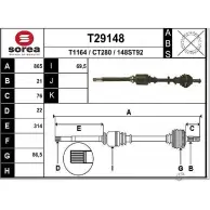 Приводной вал EAI 2805054 T29148 148ST 92 CT280
