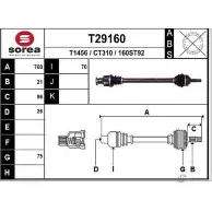 Приводной вал EAI 160ST9 2 T29160 Citroen C3 1 (FC, PF1) Хэтчбек 1.4 16V 88 л.с. 2003 – 2024 CT310