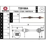 Приводной вал EAI T29166A CT326 16 6ST92-54 Fiat Ducato (244) 2 Кабина с шасси 2.8 JTD 128 л.с. 2002 – 2006
