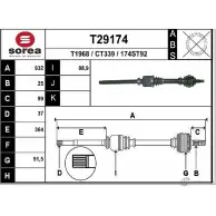 Приводной вал EAI 174S T92 Citroen C5 2 (RC, PF3) Хэтчбек 2.0 HDi (RCRHRH) 136 л.с. 2004 – 2024 CT339 T29174