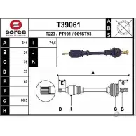 Приводной вал EAI T39061 061 ST93 Peugeot 306 1 (7B, N3, N5) Седан PT191