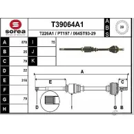 Приводной вал EAI T39064A1 Peugeot 306 1 (7B, N3, N5) Седан 064S T93-29 PT197