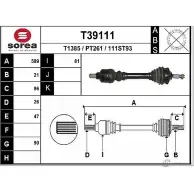 Приводной вал EAI Peugeot 206 1 (2B) Седан T39111 111ST 93 PT261