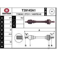 Приводной вал EAI T39145A1 Peugeot 206 1 (2AC) Хэтчбек 1.6 16V 109 л.с. 2000 – 2024 PT311 145 ST93-48