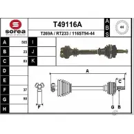 Приводной вал EAI Renault Laguna (K56) 1 Универсал 2.2 dT (K569) 113 л.с. 1996 – 2001 RT233 T49116A 116S T94-44