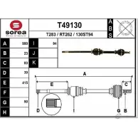 Приводной вал EAI 130S T94 T49130 Renault Safrane (B54) 2 Хэтчбек 3.0 V6 (B54M) 167 л.с. 1996 – 2000 RT262