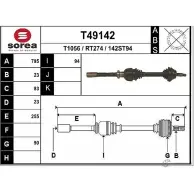 Приводной вал EAI Renault Laguna (B56) 1 Хэтчбек 2.0 140 л.с. 1995 – 2001 RT274 T49142 142ST9 4