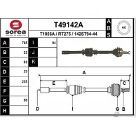 Приводной вал EAI T49142A RT275 Renault Laguna (B56) 1 Хэтчбек 2.0 140 л.с. 1995 – 2001 142S T94-44