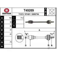 Приводной вал EAI RT401 2 09ST94 T49209 Renault Kangoo (FC) 1 Фургон 1.6 16V 4x4 (FC0L. FC0P. FC0S) 95 л.с. 2001 – 2025