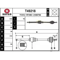 Приводной вал EAI 218ST 94 Renault Megane (BM, CM) 2 Хэтчбек 1.6 105 л.с. 2005 – 2008 T49218 RT390