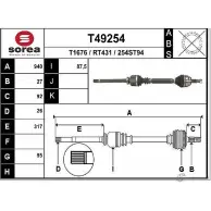 Приводной вал EAI Renault Laguna (BG) 2 Хэтчбек 2.0 16V (BG1Y) 204 л.с. 2005 – 2007 RT431 T49254 254ST9 4