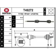 Приводной вал EAI Renault Scenic (JM) 2 Минивэн 1.5 dCi (JM1E) 106 л.с. 2005 – 2024 272ST 94 T49272 RT447