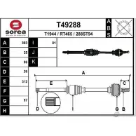 Приводной вал EAI RT465 T49288 288ST9 4 2805679