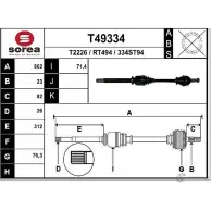 Приводной вал EAI T49334 Renault Twingo (CN0) 2 Хэтчбек 1.5 dCi 90 86 л.с. 2010 – 2024 334ST 94 RT494