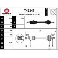 Приводной вал EAI 347ST 94 T49347 RT508 Renault Clio 4 (BH, KH) 2012 – 2019