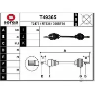 Приводной вал EAI T49365 Z R3WJ Renault Megane (DZ) 3 Купе 2.0 R.S. 265 л.с. 2008 – 2024