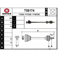 Приводной вал EAI T58174 17 4ST85 Fiat Punto (188) 2 Фургон 1.9 D 60 60 л.с. 2000 – 2009 FIT236