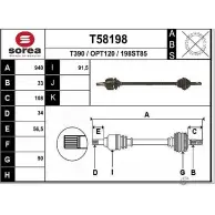 Приводной вал EAI Opel Astra (F) 1 Седан 1.8 i 16V (F19. M19) 125 л.с. 1993 – 1994 T58198 OPT120 19 8ST85