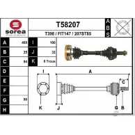 Приводной вал EAI T58207 207 ST85 Fiat Tempra (159) 2 Седан 1.9 TD (159.AQ) 80 л.с. 1992 – 1996 FIT147