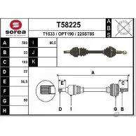 Приводной вал EAI Opel Astra (G) 2 Универсал 1.8 16V (F35) 116 л.с. 1998 – 2000 OPT190 225 ST85 T58225