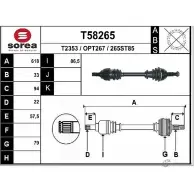 Приводной вал EAI T58265 265ST 85 OPT267 Opel Astra (J) 4 Седан 1.6 69 116 л.с. 2012 – 2024