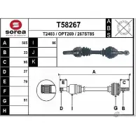 Приводной вал EAI OPT269 T58267 267ST8 5 Opel Zafira