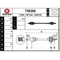 Приводной вал EAI T58398 3 98ST85 OPT236 Opel Corsa (D) 4 Хэтчбек 1.3 CDTI (L08. L68) 75 л.с. 2006 – 2014