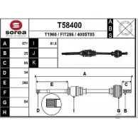 Приводной вал EAI Fiat Idea (350) 1 Минивэн 1.9 JTD 101 л.с. 2004 – 2025 T58400 400ST 85 FIT286