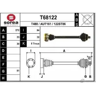 Приводной вал EAI T68122 Audi 80 (B3) 3 Седан 1.6 70 л.с. 1987 – 1991 AUT161 122ST 86