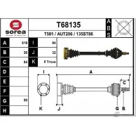 Приводной вал EAI Audi 80 (B3) 3 1986 – 1991 AUT206 T68135 135S T86