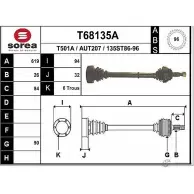 Приводной вал EAI T68135A Audi 80 (B3) 3 1986 – 1991 135ST86- 96 AUT207