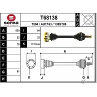 Приводной вал EAI T68138 138S T86 Audi 80 (B3) 3 Седан 1.6 70 л.с. 1987 – 1991 AUT163