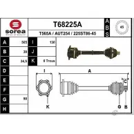 Приводной вал EAI Audi 100 (C4) 4 Седан 2.6 139 л.с. 1993 – 1994 T68225A 225ST8 6-45 AUT254