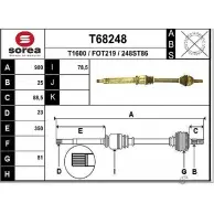 Приводной вал EAI T68248 Ford Puma 1 (CCE) Купе 1.6 16V 103 л.с. 2000 – 2002 FOT219 248ST8 6