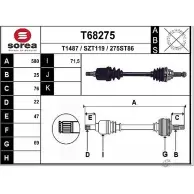 Приводной вал EAI Suzuki Baleno (EG) 1 1995 – 2002 SZT119 T68275 275 ST86