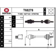 Приводной вал EAI T68278 278ST8 6 Suzuki Baleno (EG) 1 1995 – 2002 SZT122