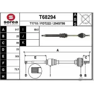 Приводной вал EAI T68294 Ford Fiesta 6 (CB1, CCN) Хэтчбек 1.4 TDCi 70 л.с. 2010 – 2025 FOT222 2 94ST86