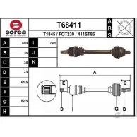 Приводной вал EAI Ford Focus 2 Хэтчбек 1.8 125 л.с. 2006 – 2012 FOT239 T68411 411ST 86