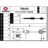 Приводной вал EAI T68430 QJH0D XV Ford Tourneo Connect 2 (С307) 2013 – 2020