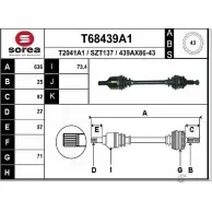 Приводной вал EAI Suzuki Swift (MZ, EZ) 2 Хэтчбек 1.3 DDiS (RS 413D) 75 л.с. 2005 – 2024 439ST86-43 439AX86 -43 T68439A1