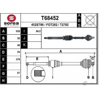 Приводной вал EAI Ford C-Max 1 (CB3, DM2) Минивэн 2.0 Duratec 145 л.с. 2007 – 2010 3NY4 OW T68452